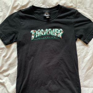Black Thrasher Tee with Roses